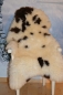 Preview: Baby Lammfell Pandabär Woll Weiß Braun Getupft
